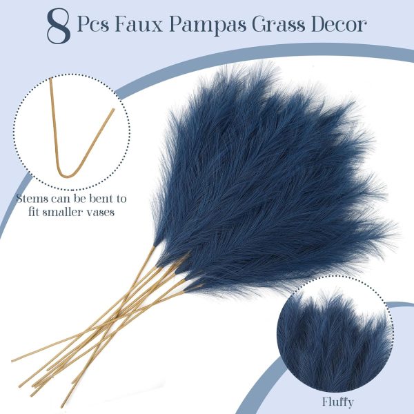 Ouddy Decor 8 Pcs Faux Pampas Grass Decor 38''/97cm Tall Artificial Large Pompous Pompas Floral Fluffy Fake Plants Floor Vase Filler for Wedding Kitchen Home Boho Decorations, Mixed Beige - Image 14