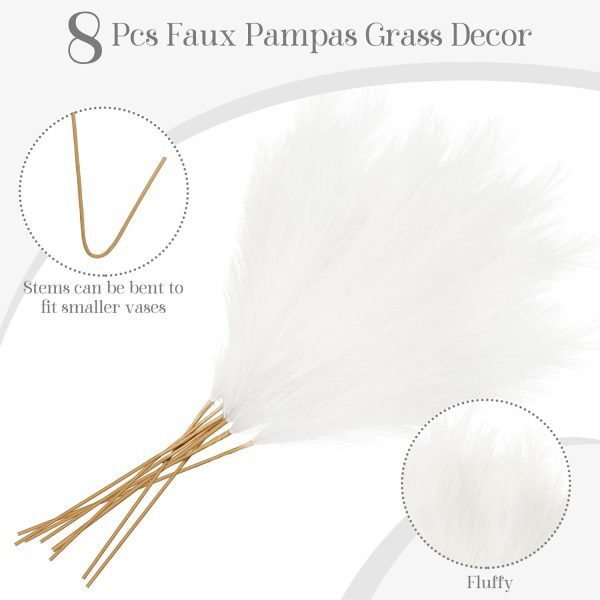 Ouddy Decor 8 Pcs Faux Pampas Grass Decor 38''/97cm Tall Artificial Large Pompous Pompas Floral Fluffy Fake Plants Floor Vase Filler for Wedding Kitchen Home Boho Decorations, Mixed Beige - Image 20