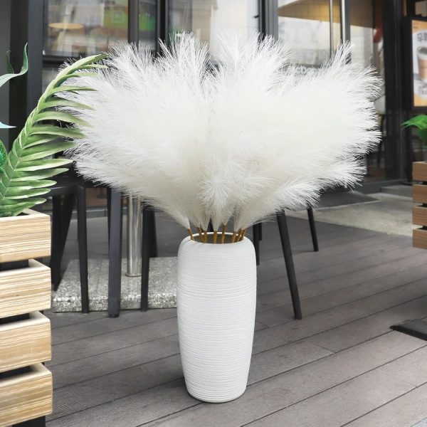 Ouddy Decor 8 Pcs Faux Pampas Grass Decor 38''/97cm Tall Artificial Large Pompous Pompas Floral Fluffy Fake Plants Floor Vase Filler for Wedding Kitchen Home Boho Decorations, Mixed Beige - Image 22