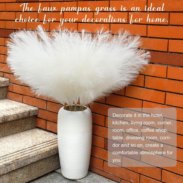 Ouddy Decor 8 Pcs Faux Pampas Grass Decor 38''/97cm Tall Artificial Large Pompous Pompas Floral Fluffy Fake Plants Floor Vase Filler for Wedding Kitchen Home Boho Decorations, Mixed Beige - Image 23