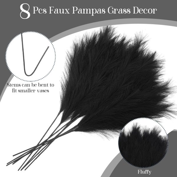 Ouddy Decor 8 Pcs Faux Pampas Grass Decor 38''/97cm Tall Artificial Large Pompous Pompas Floral Fluffy Fake Plants Floor Vase Filler for Wedding Kitchen Home Boho Decorations, Mixed Beige - Image 26