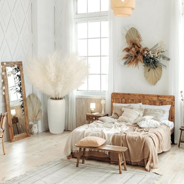 Ouddy Decor 8 Pcs Faux Pampas Grass Decor 38''/97cm Tall Artificial Large Pompous Pompas Floral Fluffy Fake Plants Floor Vase Filler for Wedding Kitchen Home Boho Decorations, Mixed Beige - Image 33