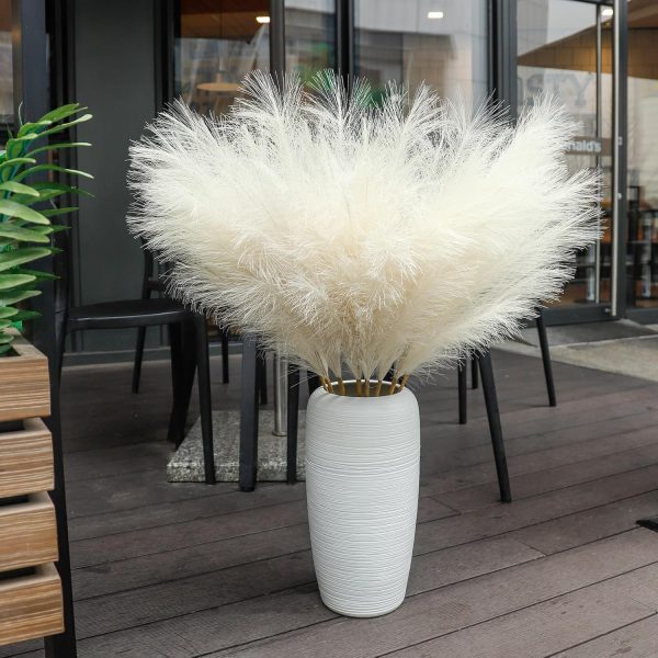 Ouddy Decor 8 Pcs Faux Pampas Grass Decor 38''/97cm Tall Artificial Large Pompous Pompas Floral Fluffy Fake Plants Floor Vase Filler for Wedding Kitchen Home Boho Decorations, Mixed Beige - Image 34