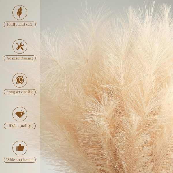 Ouddy Decor 8 Pcs Faux Pampas Grass Decor 38''/97cm Tall Artificial Large Pompous Pompas Floral Fluffy Fake Plants Floor Vase Filler for Wedding Kitchen Home Boho Decorations, Mixed Beige - Image 39