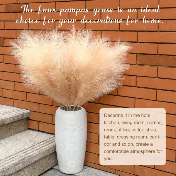 Ouddy Decor 8 Pcs Faux Pampas Grass Decor 38''/97cm Tall Artificial Large Pompous Pompas Floral Fluffy Fake Plants Floor Vase Filler for Wedding Kitchen Home Boho Decorations, Mixed Beige - Image 40
