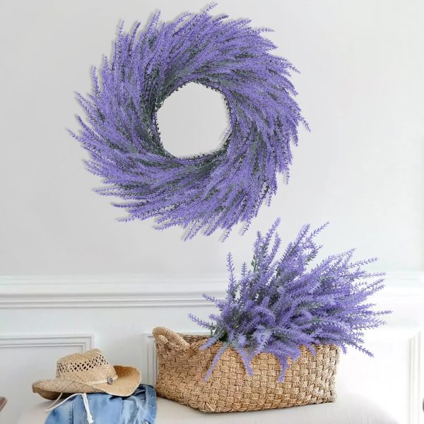 Ouddy Decor 24 Bundles Artificial Lavender Fake Flowers Faux Plastic Plants for Home Wedding Kitchen Garden Patio Window Box Office Table Centerpieces Indoor Outdoor Decor, Gray Purple - Image 5