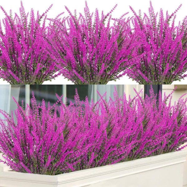 Ouddy Decor 24 Bundles Artificial Lavender Fake Flowers Faux Plastic Plants for Home Wedding Kitchen Garden Patio Window Box Office Table Centerpieces Indoor Outdoor Decor, Gray Purple - Image 22