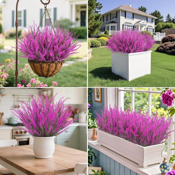 Ouddy Decor 24 Bundles Artificial Lavender Fake Flowers Faux Plastic Plants for Home Wedding Kitchen Garden Patio Window Box Office Table Centerpieces Indoor Outdoor Decor, Gray Purple - Image 27