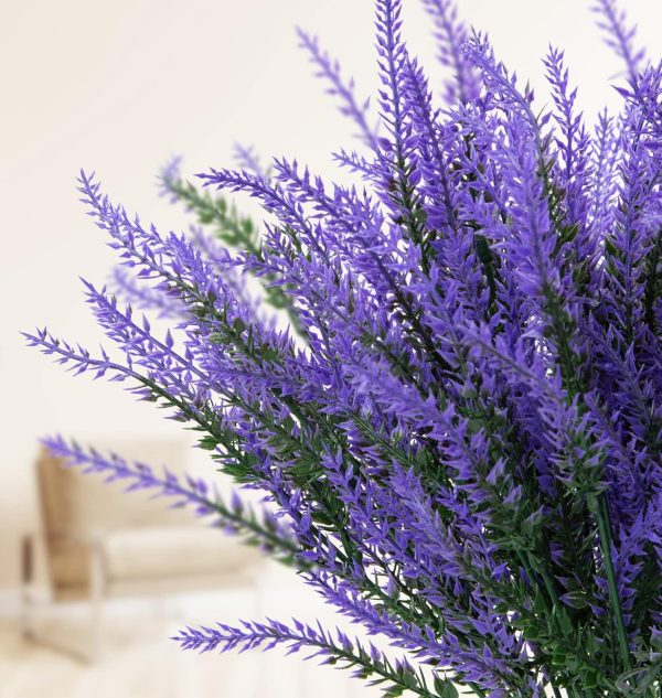 Ouddy Decor 24 Bundles Artificial Lavender Fake Flowers Faux Plastic Plants for Home Wedding Kitchen Garden Patio Window Box Office Table Centerpieces Indoor Outdoor Decor, Gray Purple - Image 30