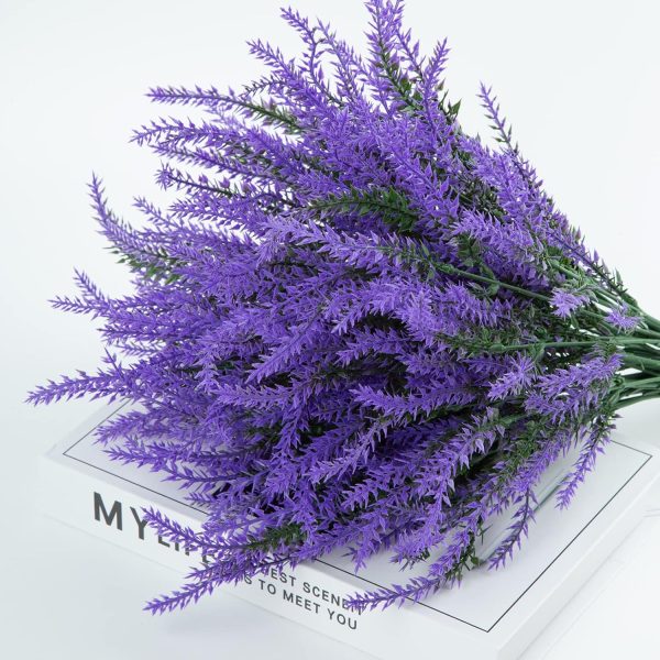 Ouddy Decor 24 Bundles Artificial Lavender Fake Flowers Faux Plastic Plants for Home Wedding Kitchen Garden Patio Window Box Office Table Centerpieces Indoor Outdoor Decor, Gray Purple - Image 31