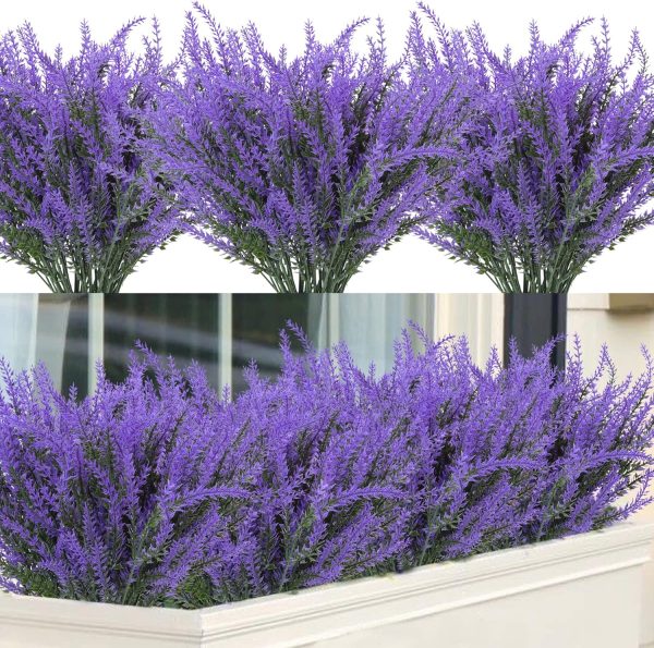 Ouddy Decor 24 Bundles Artificial Lavender Fake Flowers Faux Plastic Plants for Home Wedding Kitchen Garden Patio Window Box Office Table Centerpieces Indoor Outdoor Decor, Gray Purple - Image 43