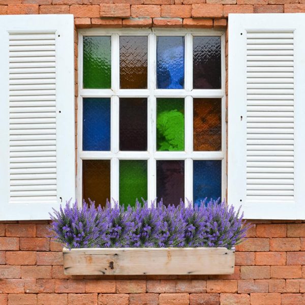 Ouddy Decor 24 Bundles Artificial Lavender Fake Flowers Faux Plastic Plants for Home Wedding Kitchen Garden Patio Window Box Office Table Centerpieces Indoor Outdoor Decor, Gray Purple - Image 45