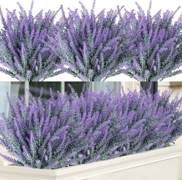 Ouddy Decor 24 Bundles Artificial Lavender Fake Flowers Faux Plastic Plants for Home Wedding Kitchen Garden Patio Window Box Office Table Centerpieces Indoor Outdoor Decor, Gray Purple - Image 49