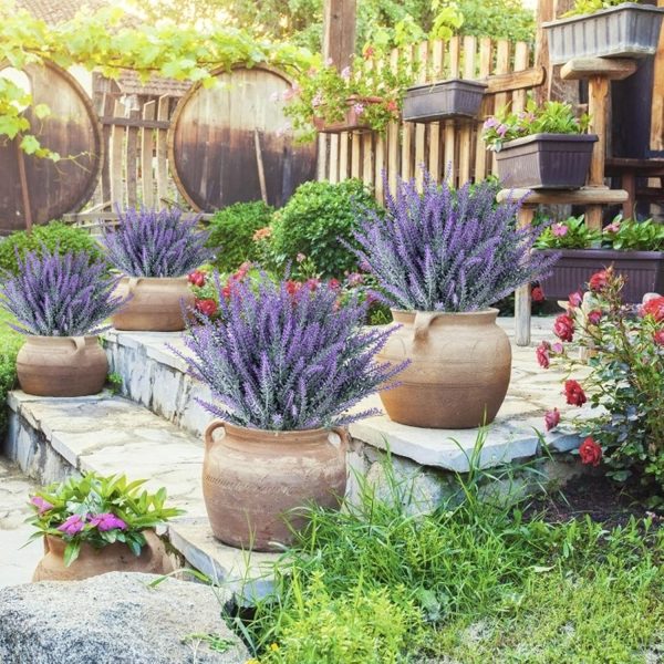 Ouddy Decor 24 Bundles Artificial Lavender Fake Flowers Faux Plastic Plants for Home Wedding Kitchen Garden Patio Window Box Office Table Centerpieces Indoor Outdoor Decor, Gray Purple - Image 51