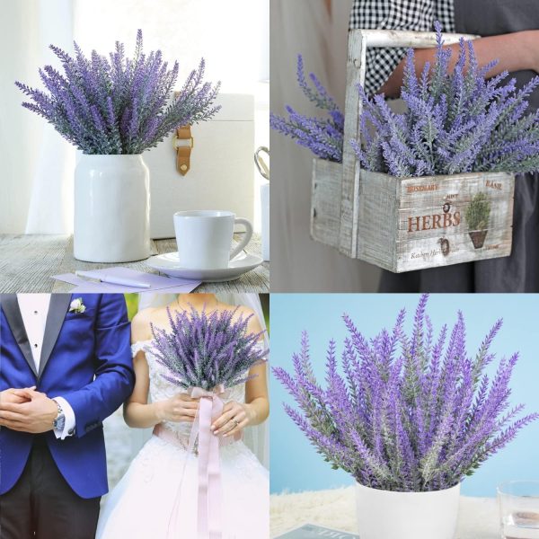 Ouddy Decor 24 Bundles Artificial Lavender Fake Flowers Faux Plastic Plants for Home Wedding Kitchen Garden Patio Window Box Office Table Centerpieces Indoor Outdoor Decor, Gray Purple - Image 54